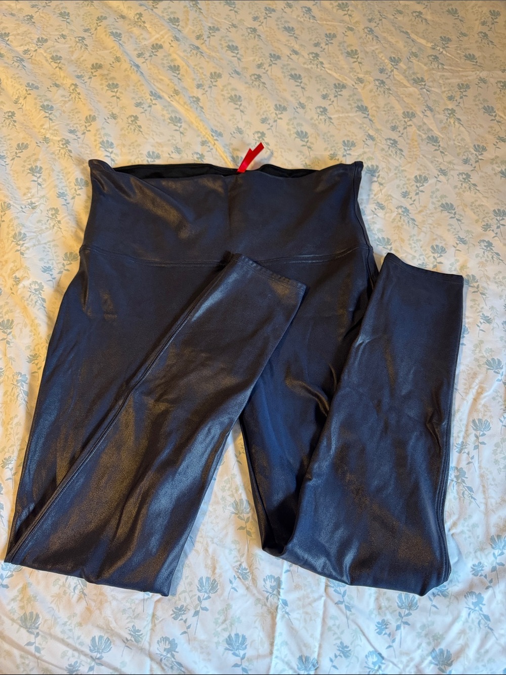 SPANX Black Faux Leather-Look Leggings